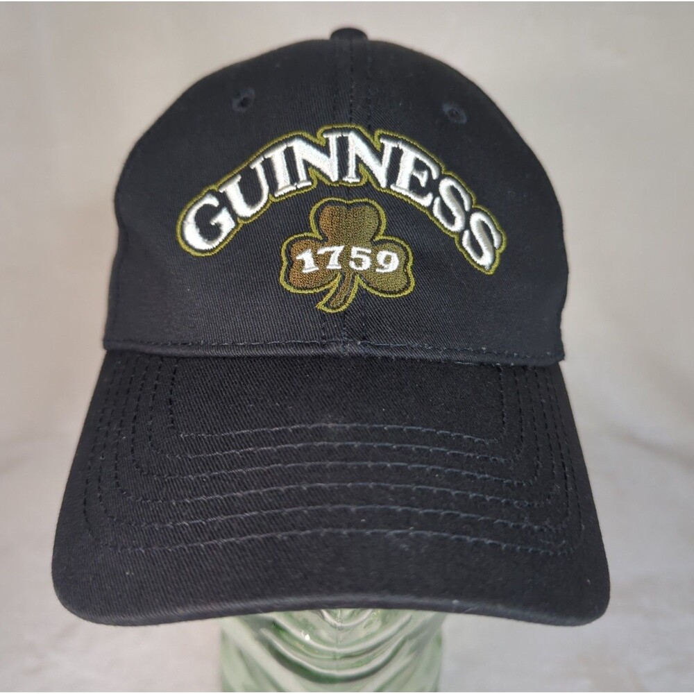 Guinness Beer Hat 1759 Clover Logo Mens Adjustable Black Strap Back 2010 Cap
